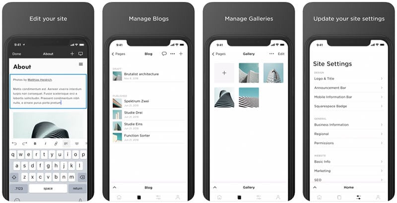 The Squarespace mobile app