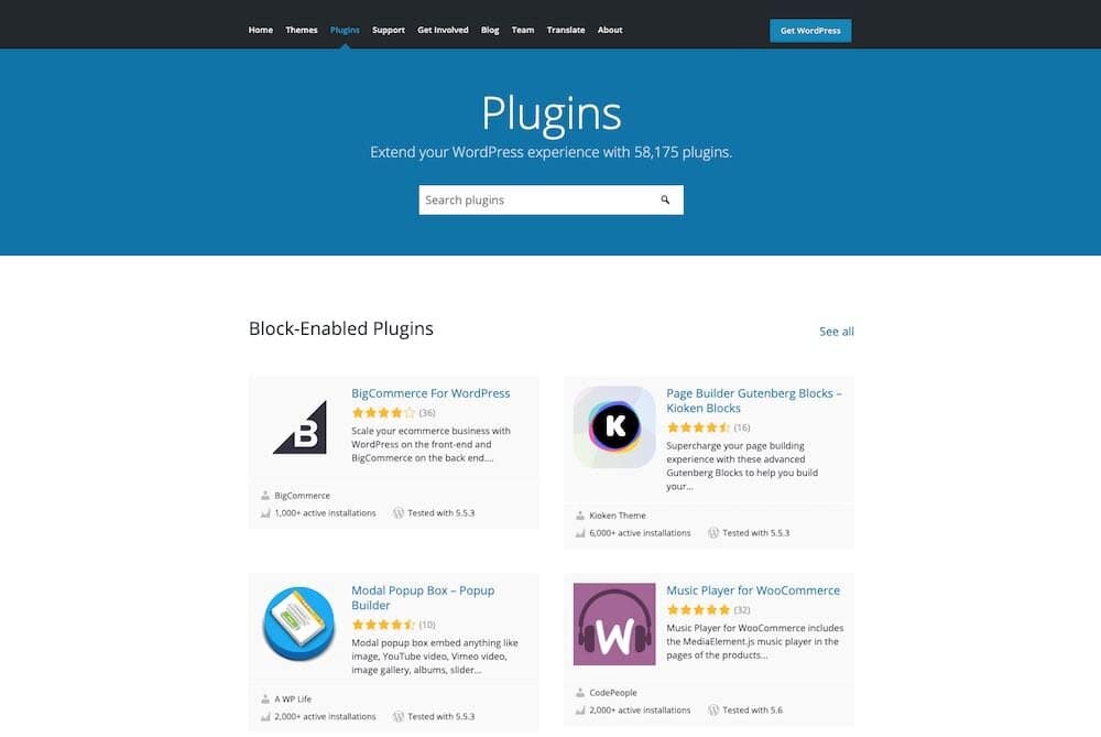 The WordPress plugin directory contains over 58,000 plugins that you can use to add functionality to your site.