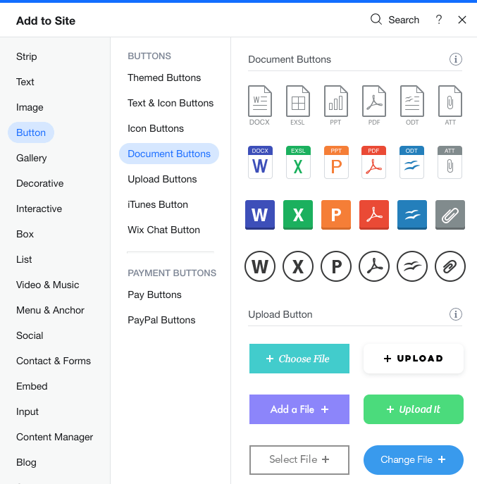 Some Wix web page components