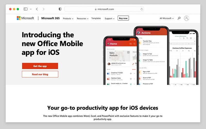 The Microsoft 'Office Mobile' app.