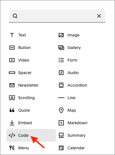 Adding a code block