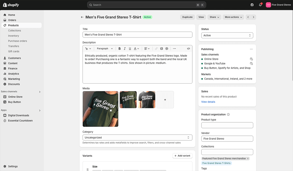 Adding products to a Shopify store