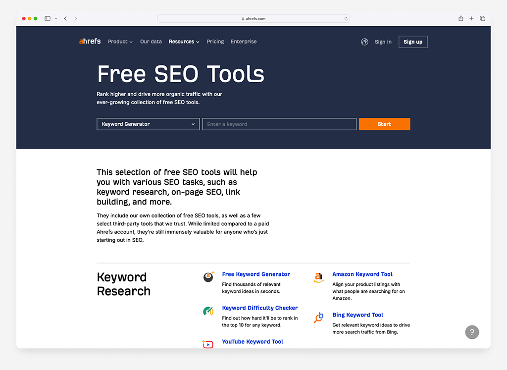 Free Ahrefs SEO tools