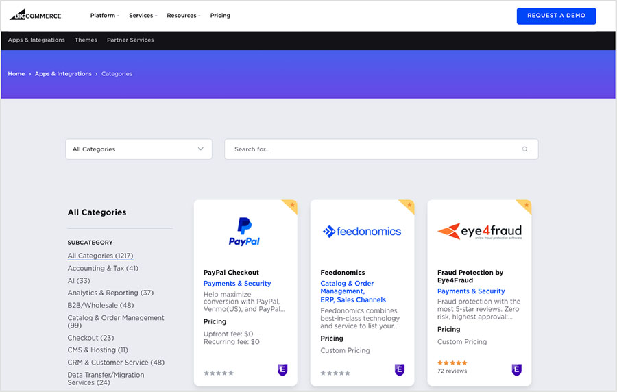 Bigcommerce's app store.
