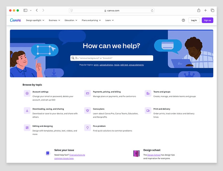 Canva's help center