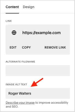 Changing image alt text in Squarespace