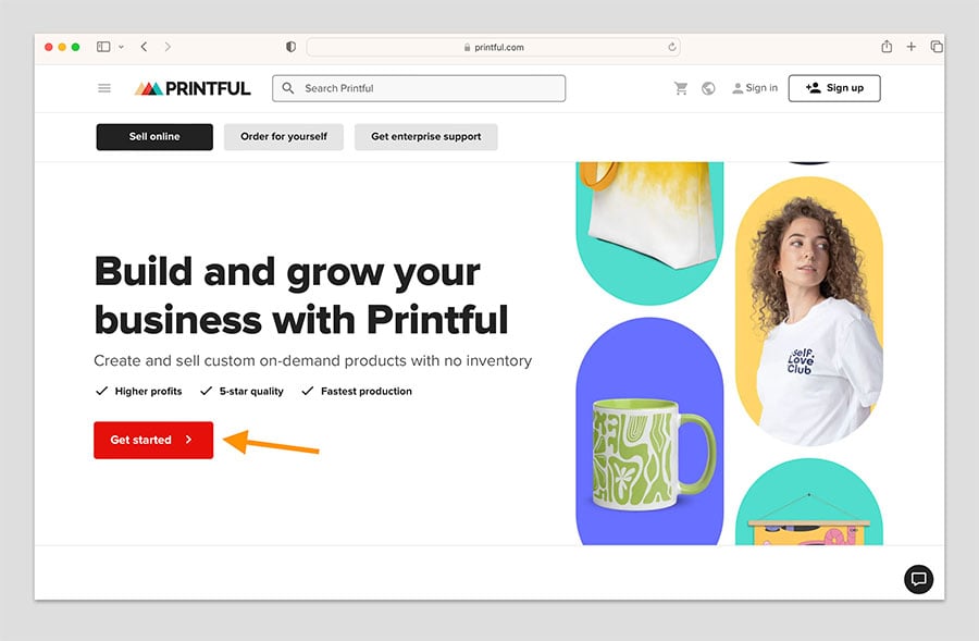 The Printful home page