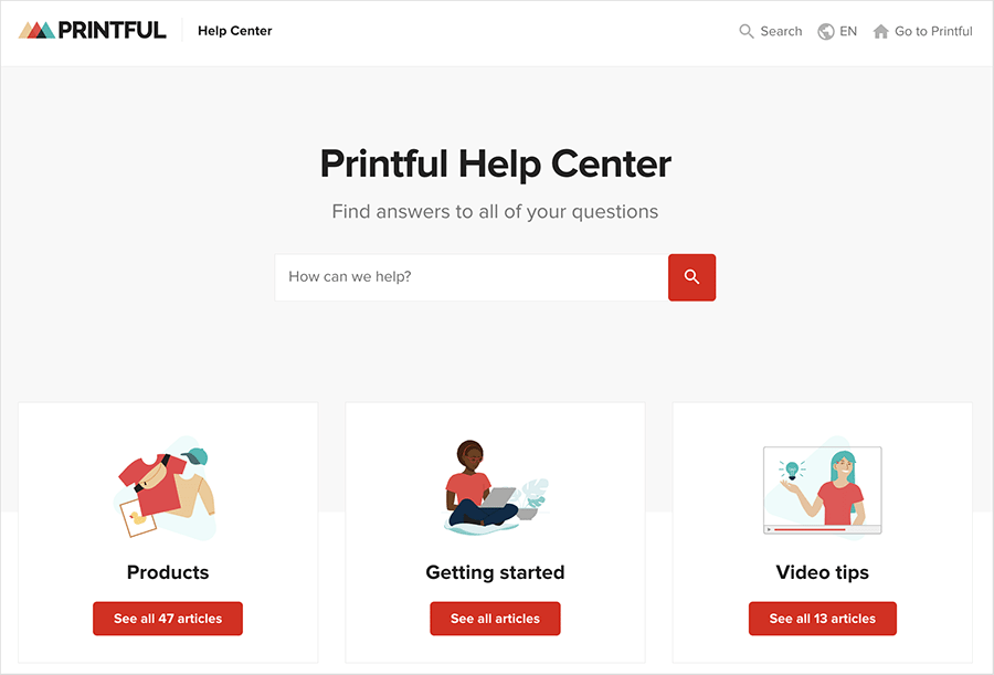 The Printful help center.