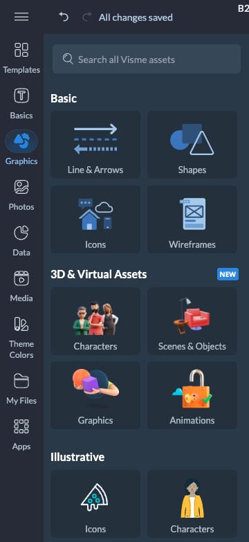 Visme stock asset categories