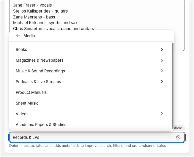 Assigning a category to a product in Shopify