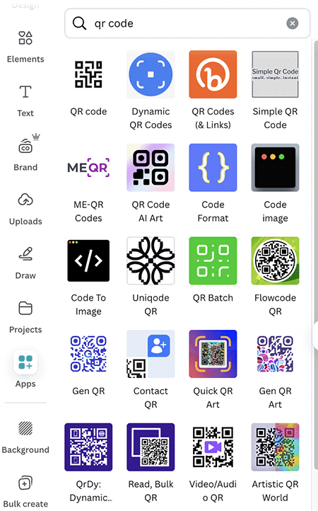 QR code apps in Canva