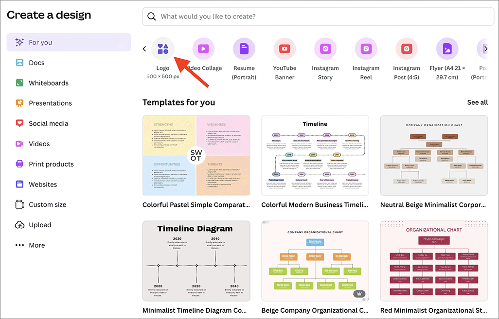 Choosing a design type to work on