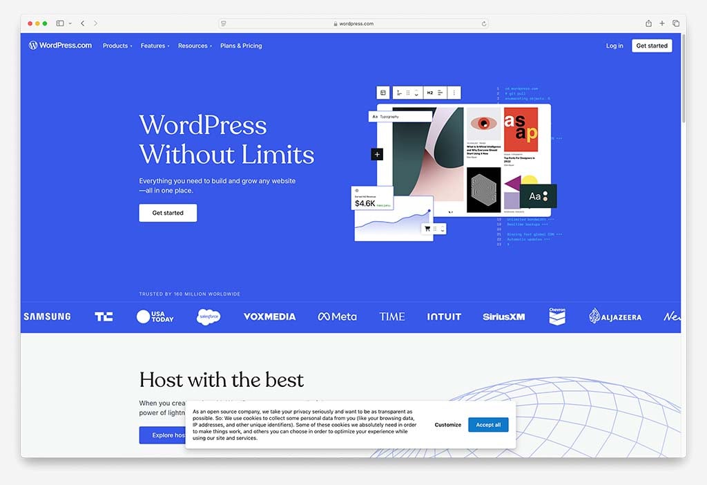 The hosted version of WordPress