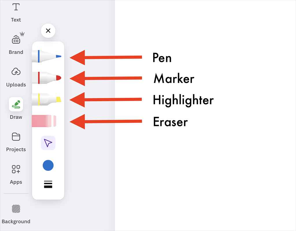 Pen types in Canva