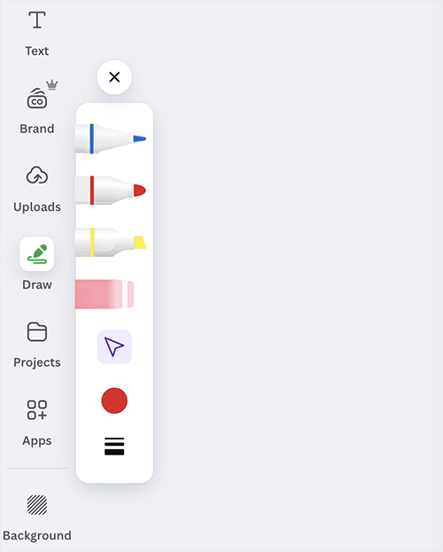 Pens and drawing controls in Canva
