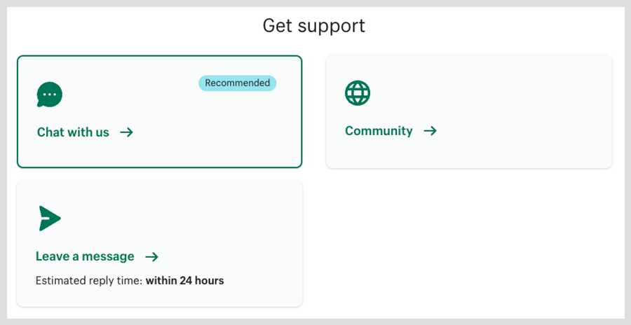 Accessing Shopify support