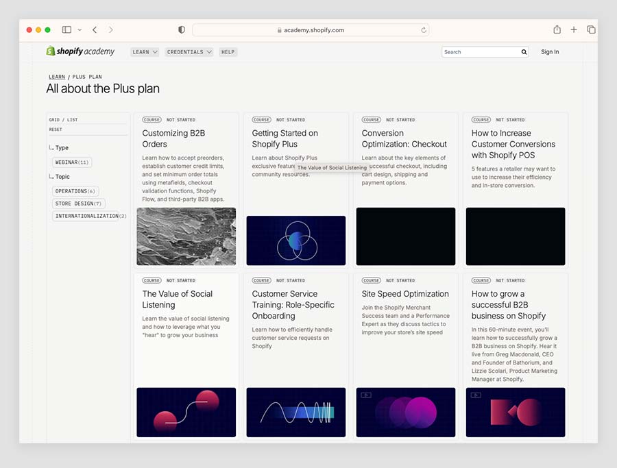 The Shopify Plus Academy portal