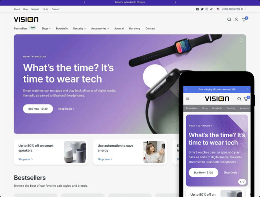 The 'Vision' template from the Shopify theme store.