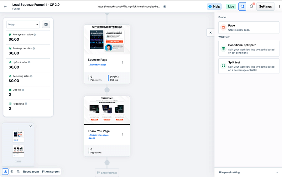 The sales funnel builder in ClickFunnels