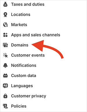 Accessing domain name settings in Shopify