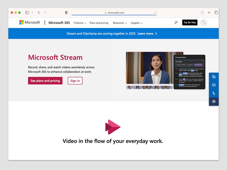 The Microsoft Stream app