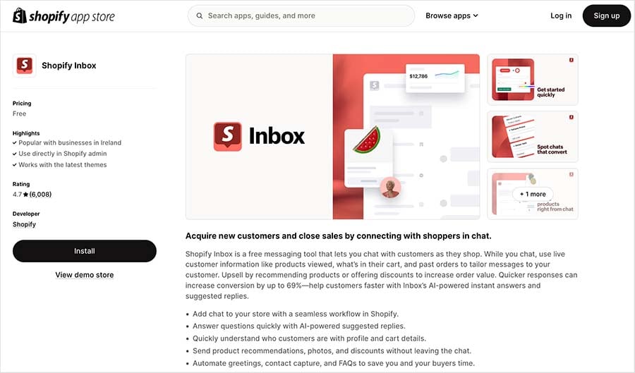 The Shopify Inbox app