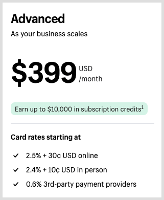 'Advanced Shopify' plan fees