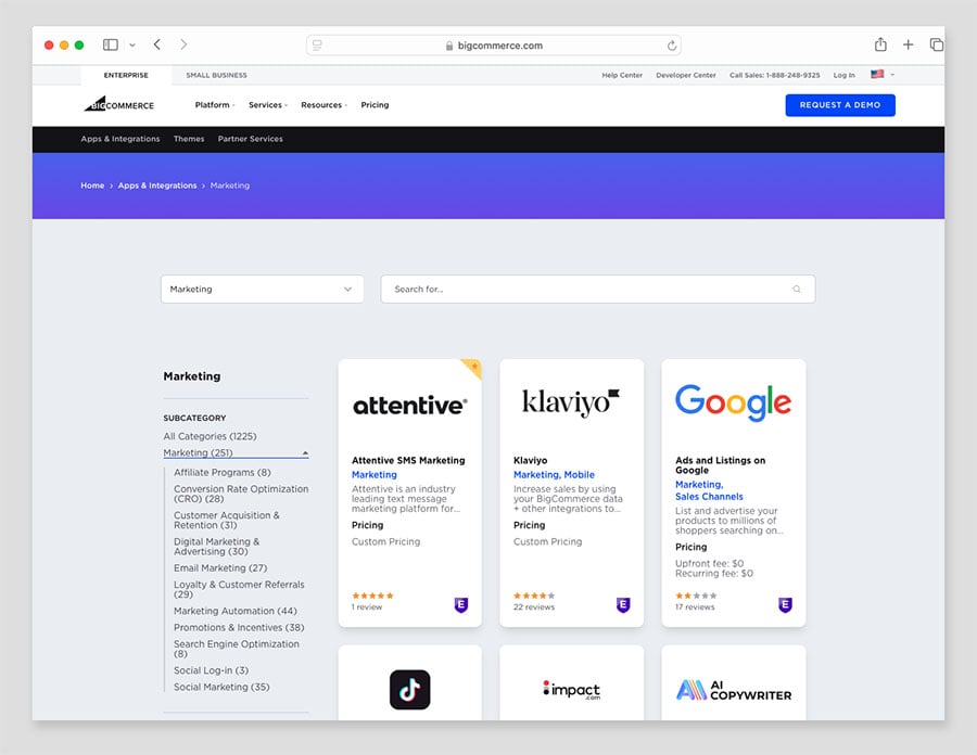 BigCommerce's app store or 'app marketplace'