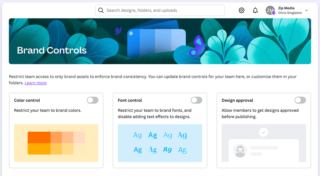 Canva's 'brand controls' feature