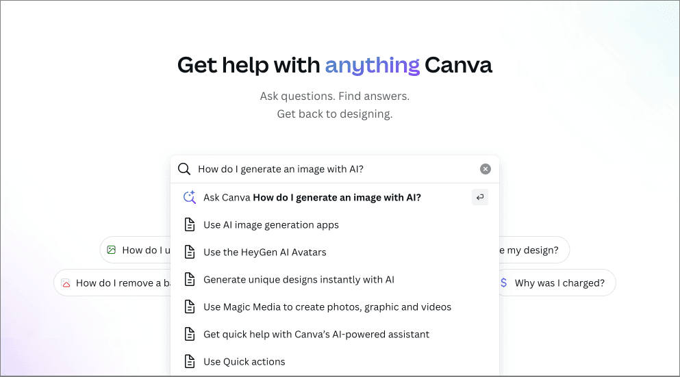 The Canva help center