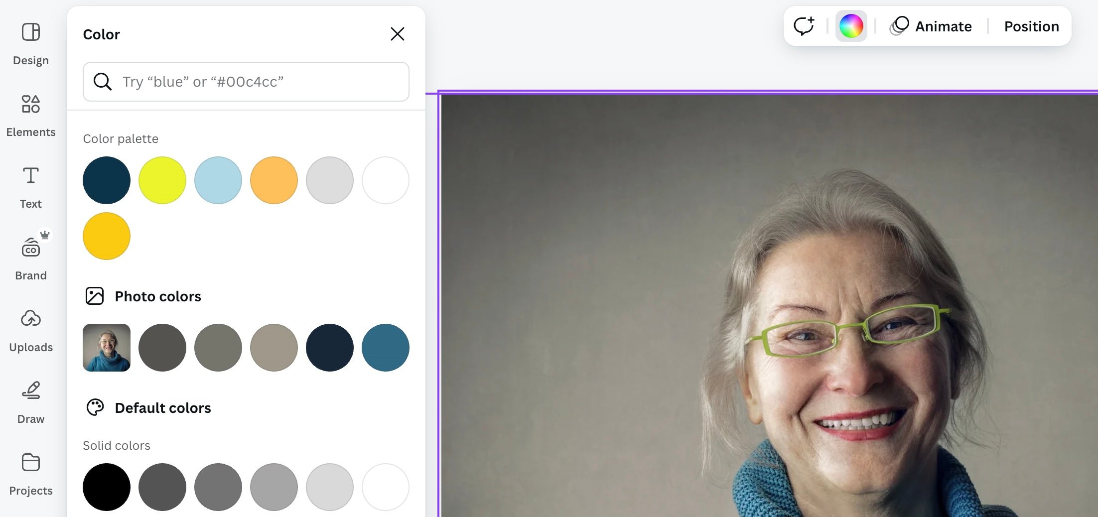 The 'Photo colors' feature in Canva