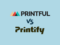 Printful vs Printify - the Printful and Printify logos on a light blue background