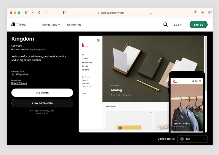 Shopify's 'Kingdom' theme