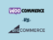 'WooCommerce vs BigCommerce' — The WooCommerce and BigCommerce logos on a light blue background