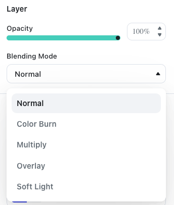 Image blend mode options in Kittl