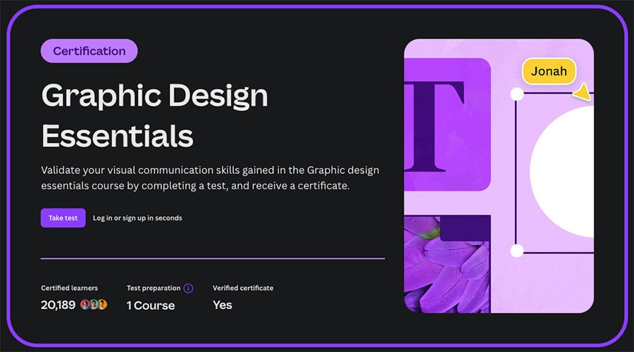 Canva's 'Graphic Design Essentials' accredited course in the Canva help center