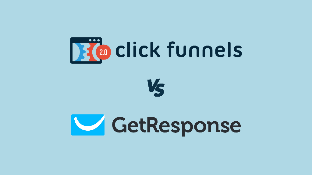 'ClickFunnels' vs 'GetResponse' — The ClickFunnels and GetResponse logos on a light blue background.