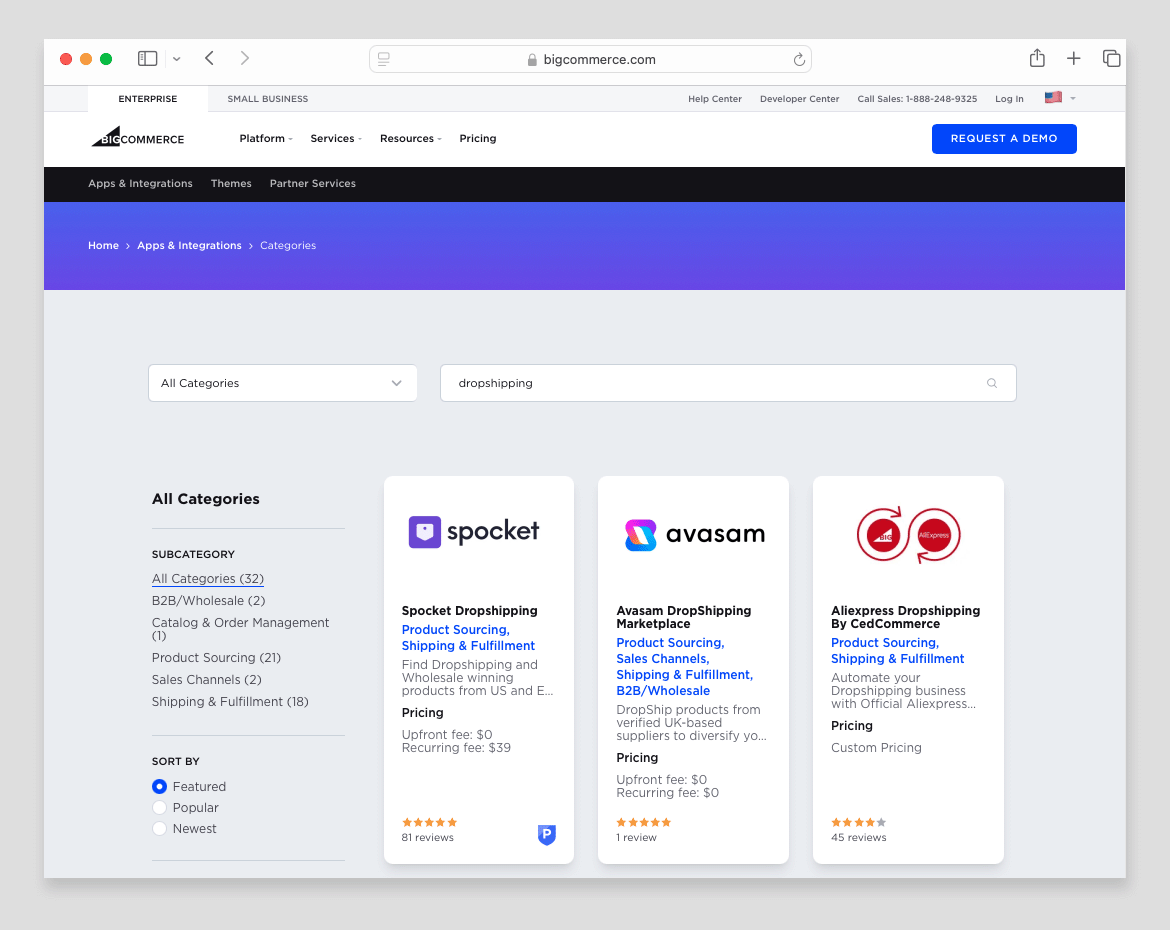 Dropshipping apps in BigCommerce