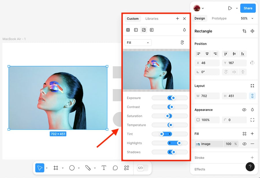 Editing a photo in Figma