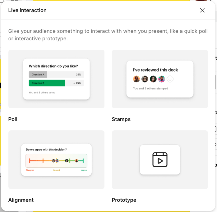 Audience interaction options in Figma Slides