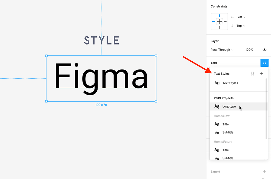 Using 'text styles' in Figma