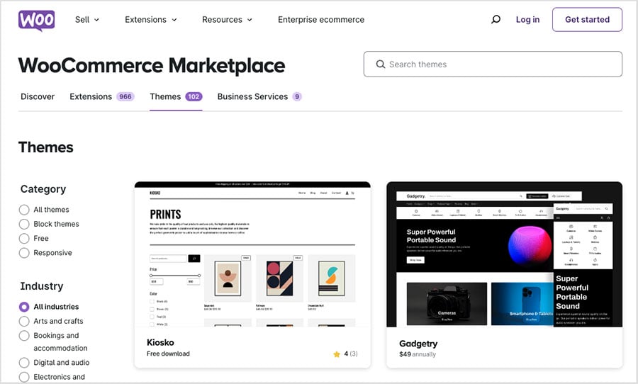 WooCommerce theme store.