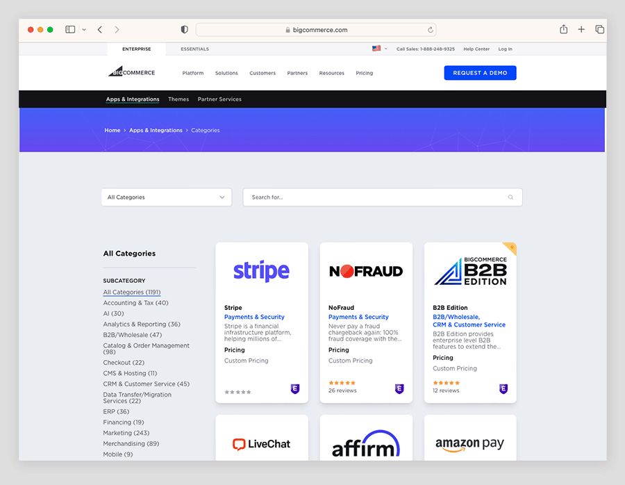 Browsing the BigCommerce app store