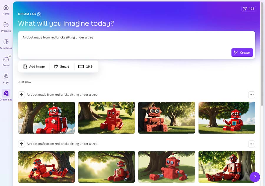 Generating images with Canva 'Dream Lab'