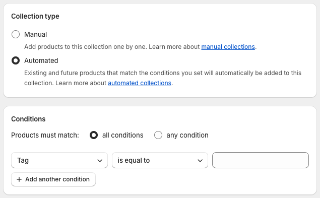 Creating an automated product collection