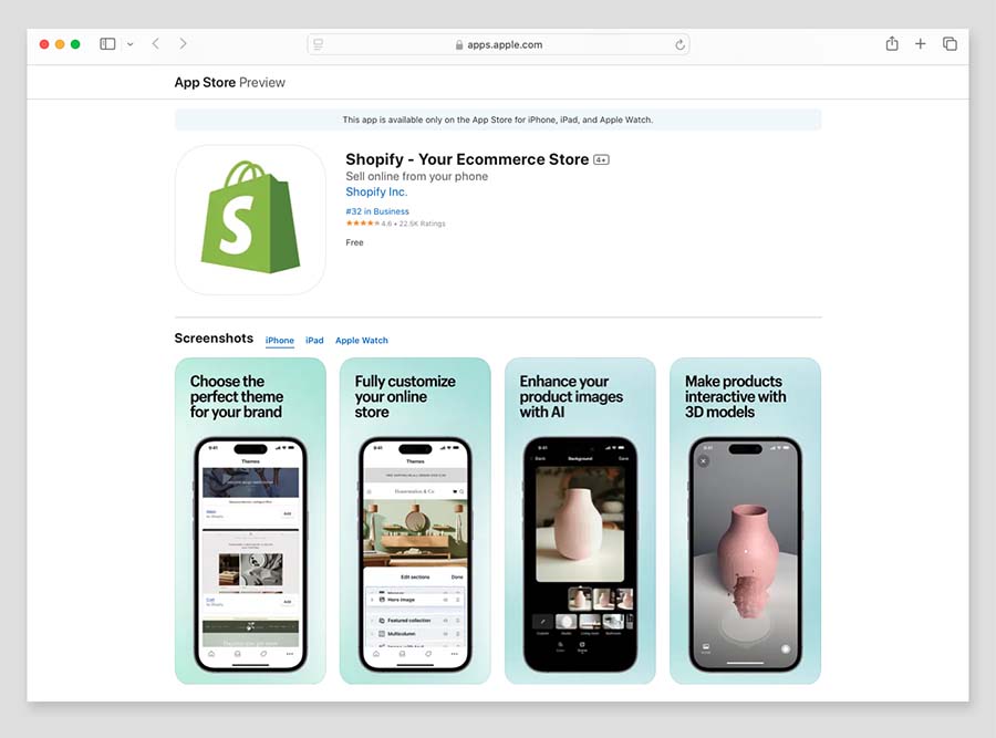 Accessing the Shopify iOS app