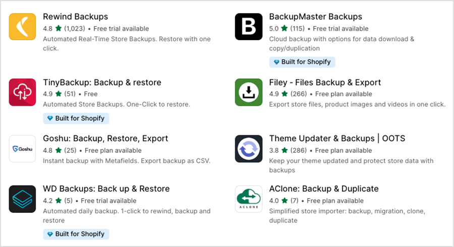 Shopify apps for backing up your store data