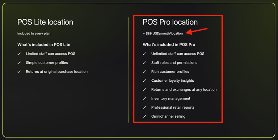 Shopify ‘POS Pro’ pricing and features