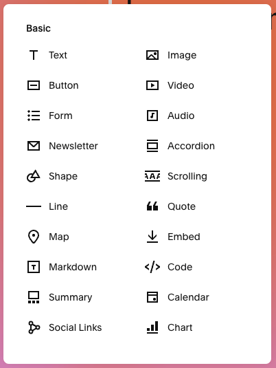 The Squarespace 'content blocks' system