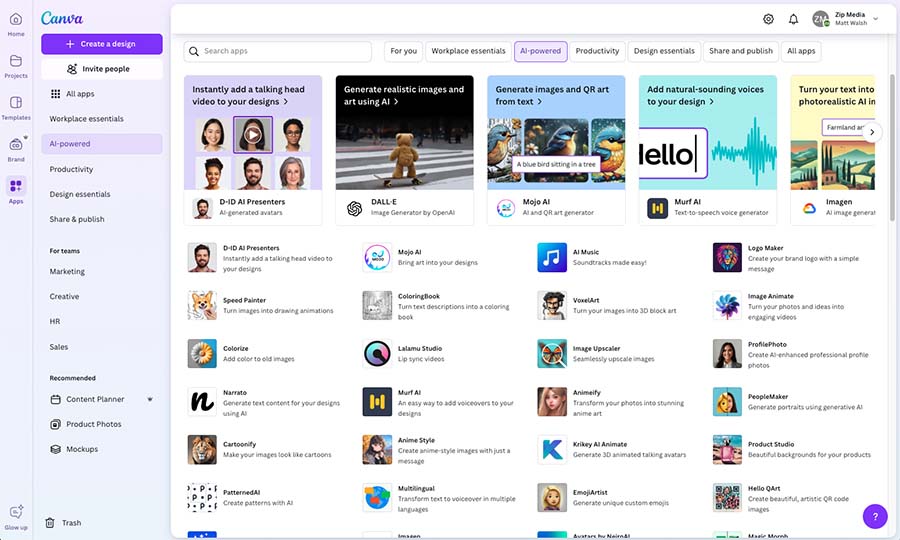Third-party AI apps in Canva